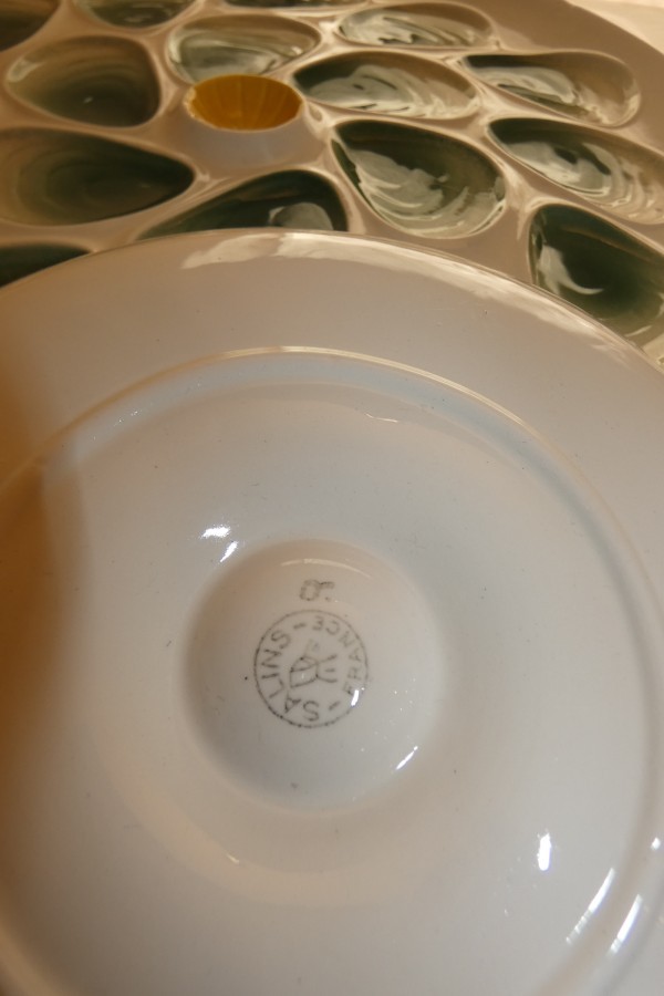 Service à huitres en faïence Salins signature