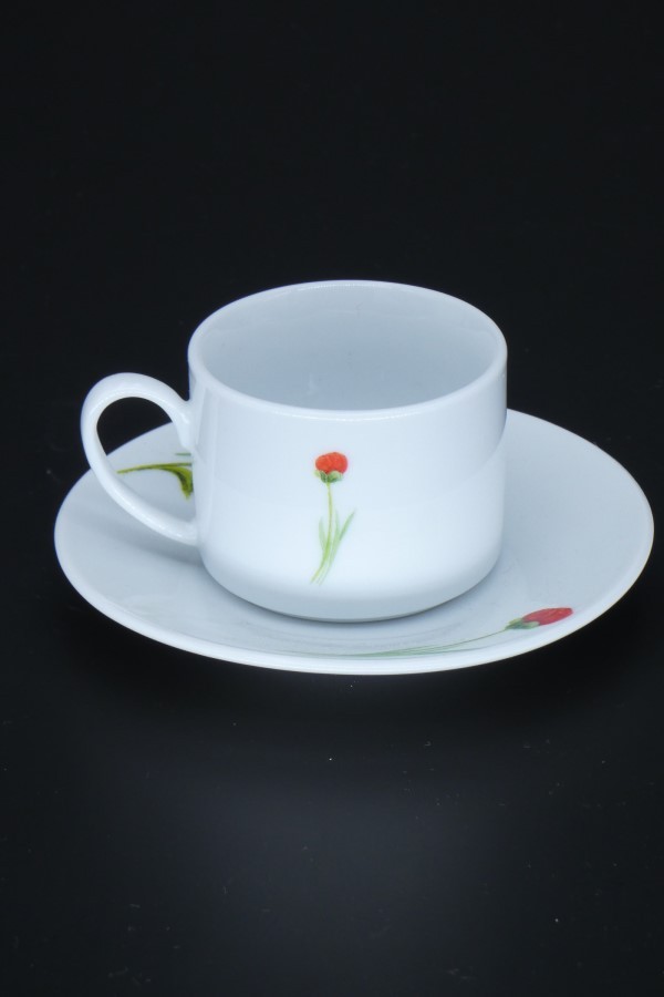 tasse à café coquelicot en porcelaine côté droit