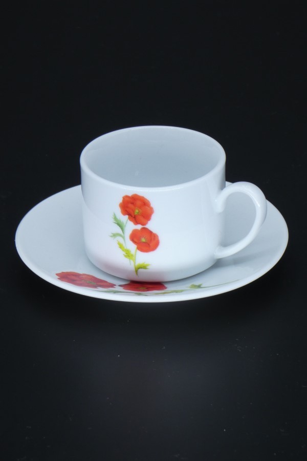 Lot de 2 tasses à café coquelicot en porcelaine