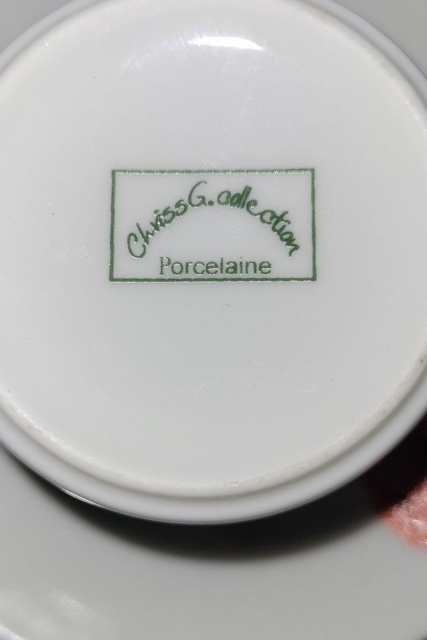 tasse à café porcelaine coquelicot dessous