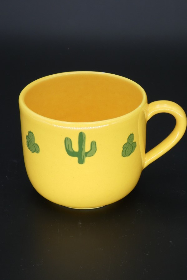 Tasses jaune décor cactus